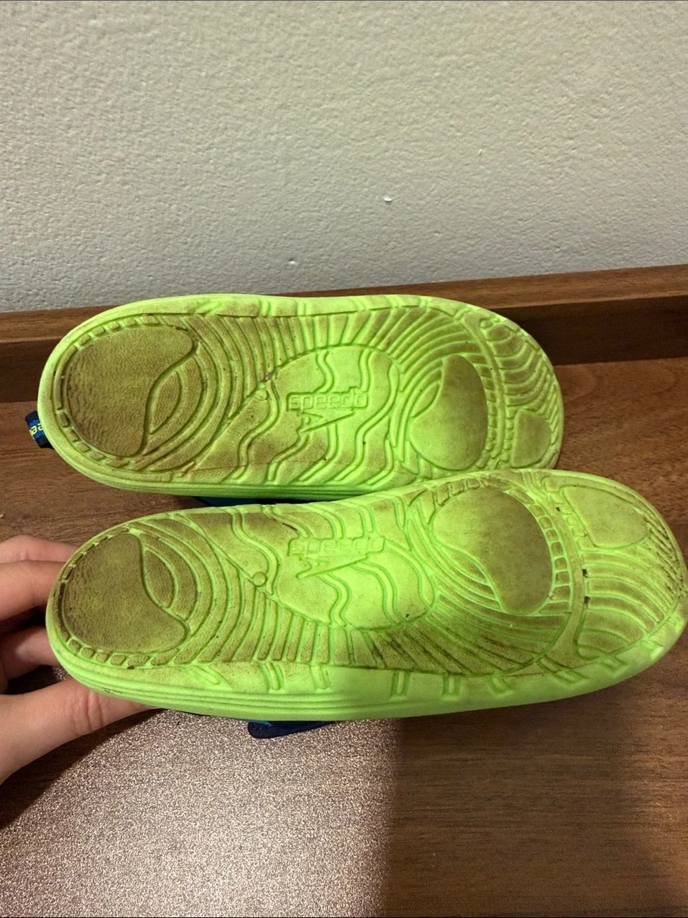 Speedo Kids Blue Water Shoes with Neon Yellow Trim